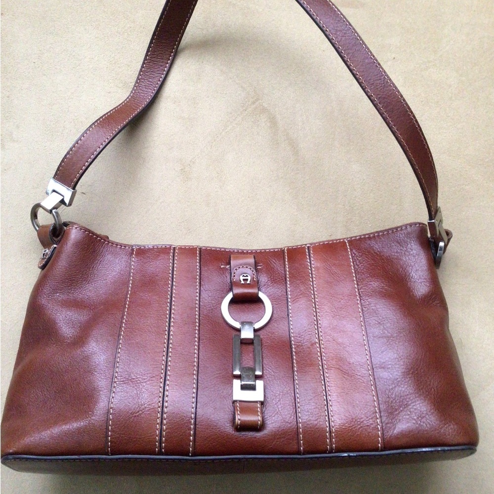 Etienne Aigner Rich Brown Leather Shoulder Bag